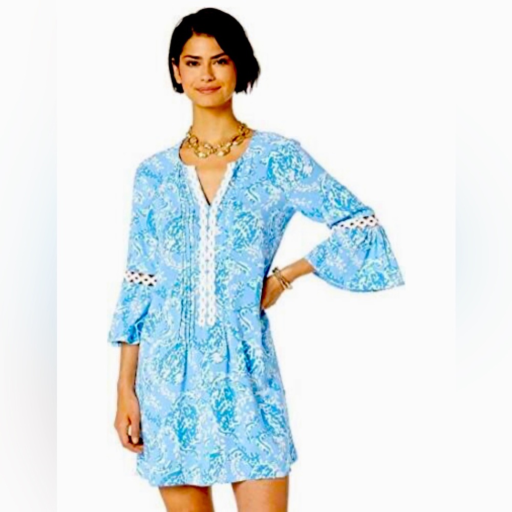 NWT Lilly Pulitzer Hollie Tunic Dress Hey Hey Soleil Blue Haven